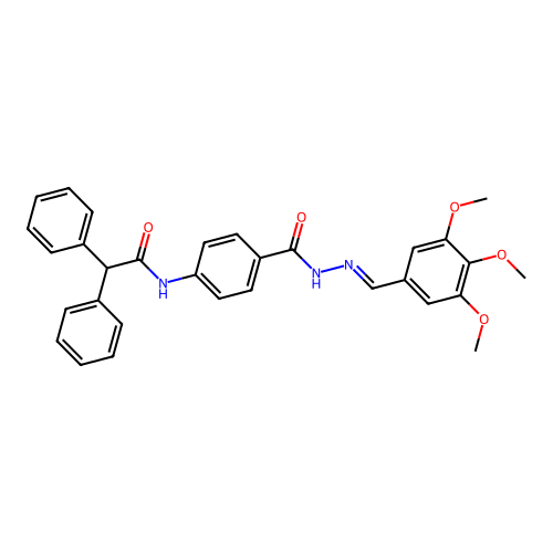 (E)-2,2-diphenyl-N-(4-(2-(3,4,5-trimethoxybenzylidene)hydrazinecarbonyl)phenyl)acetamide structure