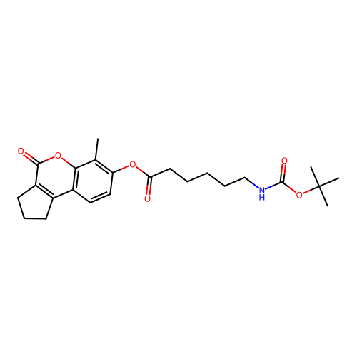 6-methyl-4-oxo-1,2,3,4-tetrahydrocyclopenta[c]chromen-7-yl 6-((tert-butoxycarbonyl)amino)hexanoate structure