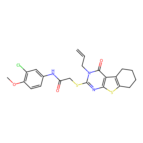 N-(3-chloro-4-methoxyphenyl)-2-{[4-oxo-3-(prop-2-en-1-yl)-3,4,5,6,7,8-hexahydro[1]benzothieno[2,3-d]pyrimidin-2-yl]sulfanyl}acetamide structure