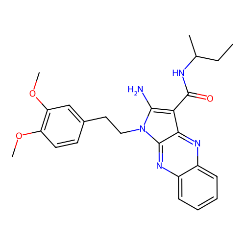 2-amino-N-(butan-2-yl)-1-[2-(3,4-dimethoxyphenyl)ethyl]-1H-pyrrolo[2,3-b]quinoxaline-3-carboxamide structure
