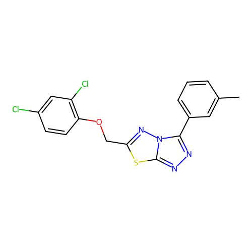 6-((2,4-dichlorophenoxy)methyl)-3-(m-tolyl)-[1,2,4]triazolo[3,4-b][1,3,4]thiadiazole structure