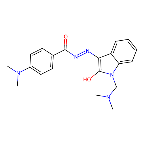 (Z)-4-(dimethylamino)-N'-(1-((dimethylamino)methyl)-2-oxoindolin-3-ylidene)benzohydrazide structure