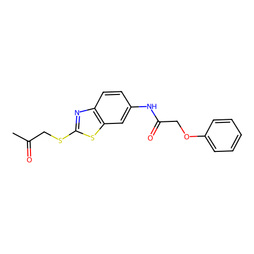N-{2-[(2-oxopropyl)sulfanyl]-1,3-benzothiazol-6-yl}-2-phenoxyacetamide structure