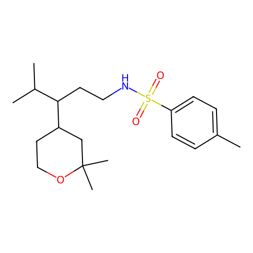 N-[3-(2,2-dimethyloxan-4-yl)-4-methylpentyl]-4-methylbenzenesulfonamide structure