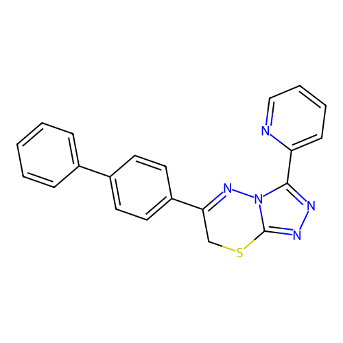 6-(4-phenylphenyl)-3-(2-pyridyl)-7H-1,2,4-triazolo[3,4-b]1,3,4-thiadiazine structure