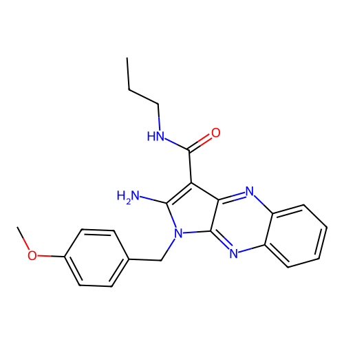 2-amino-1-(4-methoxybenzyl)-N-propyl-1H-pyrrolo[2,3-b]quinoxaline-3-carboxamide structure
