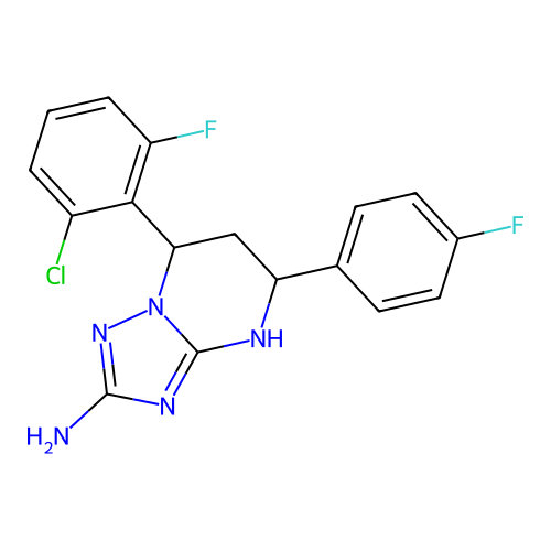 7-(2-chloro-6-fluorophenyl)-5-(4-fluorophenyl)-1,5,6,7-tetrahydro-[1,2,4]triazolo[1,5-a]pyrimidin-2-amine structure