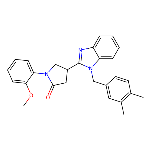 4-(1-(3,4-dimethylbenzyl)-1H-benzo[d]imidazol-2-yl)-1-(2-methoxyphenyl)pyrrolidin-2-one structure