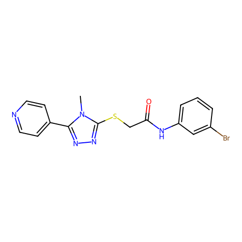 N-(3-bromophenyl)-2-{[4-methyl-5-(pyridin-4-yl)-4H-1,2,4-triazol-3-yl]sulfanyl}acetamide structure