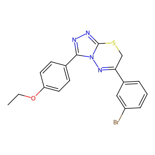 6-(3-bromophenyl)-3-(4-ethoxyphenyl)-7H-[1,2,4]triazolo[3,4-b][1,3,4]thiadiazine structure