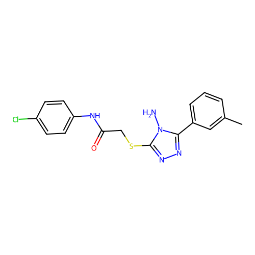 2-((4-amino-5-(m-tolyl)-4H-1,2,4-triazol-3-yl)thio)-N-(4-chlorophenyl)acetamide structure