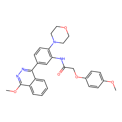 2-(4-methoxyphenoxy)-N-[5-(4-methoxyphthalazin-1-yl)-2-(morpholin-4-yl)phenyl]acetamide structure