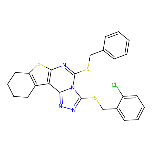 5-(benzylsulfanyl)-3-[(2-chlorobenzyl)sulfanyl]-8,9,10,11-tetrahydro[1]benzothieno[3,2-e][1,2,4]triazolo[4,3-c]pyrimidine structure
