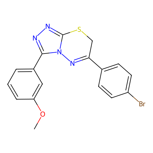 6-(4-bromophenyl)-3-(3-methoxyphenyl)-7H-[1,2,4]triazolo[3,4-b][1,3,4]thiadiazine structure