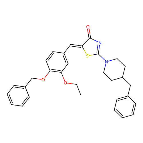 (Z)-5-(4-(benzyloxy)-3-ethoxybenzylidene)-2-(4-benzylpiperidin-1-yl)thiazol-4(5H)-one structure