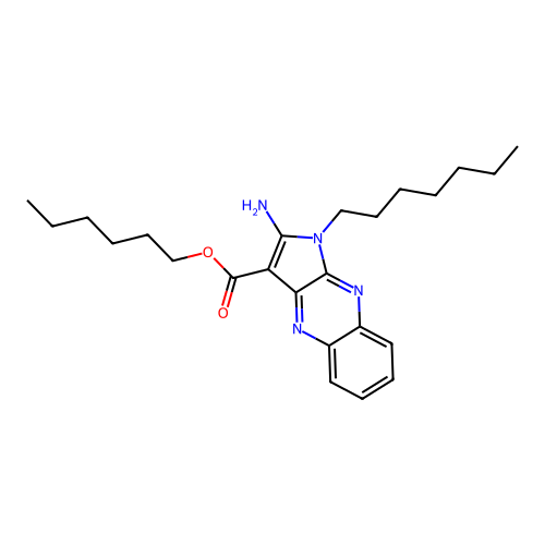 hexyl 2-amino-1-heptyl-1H-pyrrolo[2,3-b]quinoxaline-3-carboxylate structure
