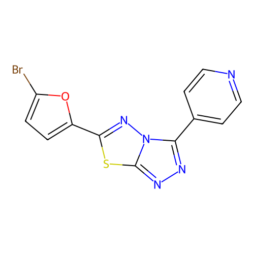 6-(5-Bromofuran-2-yl)-3-(pyridin-4-yl)[1,2,4]triazolo[3,4-b][1,3,4]thiadiazole structure