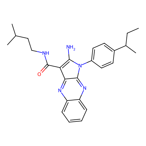 2-amino-1-(4-(sec-butyl)phenyl)-N-isopentyl-1H-pyrrolo[2,3-b]quinoxaline-3-carboxamide structure