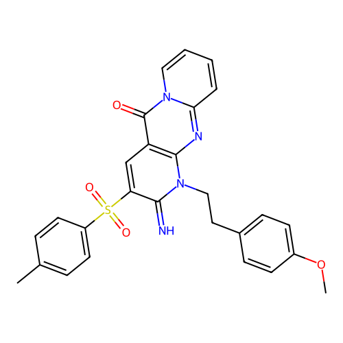 2-imino-1-(4-methoxyphenethyl)-3-tosyl-1H-dipyrido[1,2-a:2',3'-d]pyrimidin-5(2H)-one structure