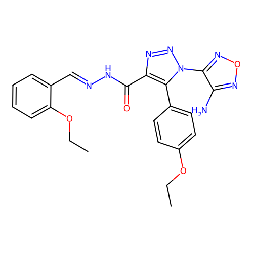 (E)-1-(4-amino-1,2,5-oxadiazol-3-yl)-N'-(2-ethoxybenzylidene)-5-(4-ethoxyphenyl)-1H-1,2,3-triazole-4-carbohydrazide structure