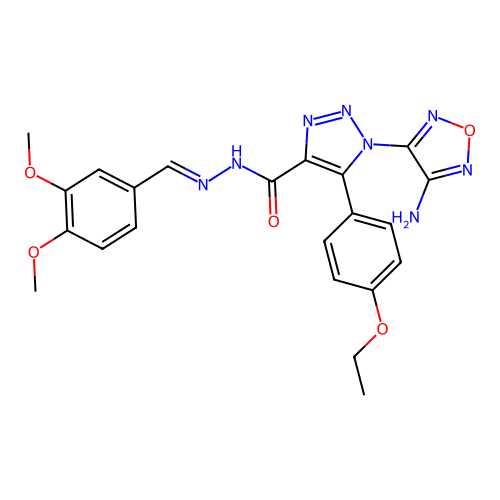 (E)-1-(4-amino-1,2,5-oxadiazol-3-yl)-N'-(3,4-dimethoxybenzylidene)-5-(4-ethoxyphenyl)-1H-1,2,3-triazole-4-carbohydrazide structure