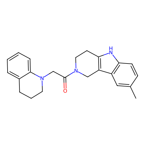 2-(3,4-dihydro-2H-quinolin-1-yl)-1-(8-methyl-1,3,4,5-tetrahydropyrido[4,3-b]indol-2-yl)ethanone structure