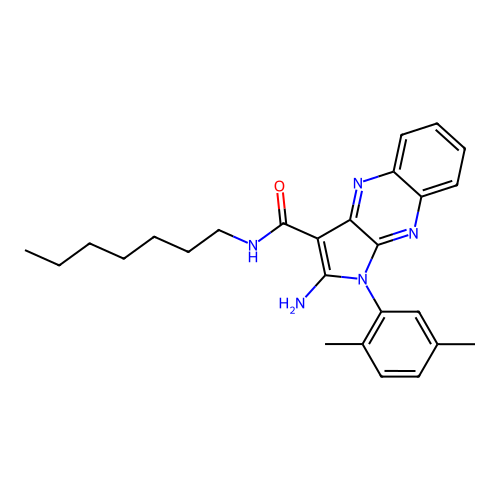 2-amino-1-(2,5-dimethylphenyl)-N-heptyl-1H-pyrrolo[2,3-b]quinoxaline-3-carboxamide structure