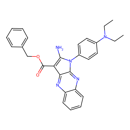 benzyl 2-amino-1-(4-(diethylamino)phenyl)-1H-pyrrolo[2,3-b]quinoxaline-3-carboxylate structure