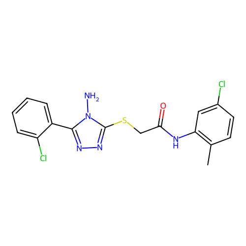 2-((4-amino-5-(2-chlorophenyl)-4H-1,2,4-triazol-3-yl)thio)-N-(5-chloro-2-methylphenyl)acetamide structure