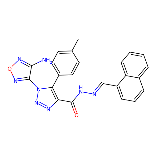(E)-1-(4-amino-1,2,5-oxadiazol-3-yl)-N'-(naphthalen-1-ylmethylene)-5-(p-tolyl)-1H-1,2,3-triazole-4-carbohydrazide structure