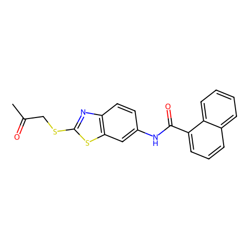 N-{2-[(2-oxopropyl)sulfanyl]-1,3-benzothiazol-6-yl}naphthalene-1-carboxamide structure
