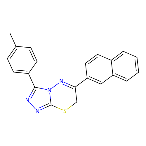 3-(4-methylphenyl)-6-(naphthalen-2-yl)-7H-[1,2,4]triazolo[3,4-b][1,3,4]thiadiazine structure