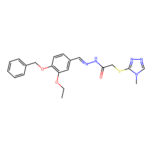 (4-Methyl-4H-[1,2,4]triazol-3-ylsulfanyl)-acetic acid [1-(4-benzyloxy-3-ethoxy-phenyl)-meth-(E)-ylidene]-hydrazide structure