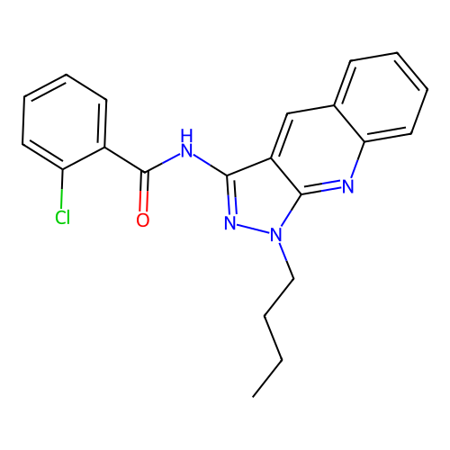 N-(1-butyl-1H-pyrazolo[3,4-b]quinolin-3-yl)-2-chlorobenzamide structure
