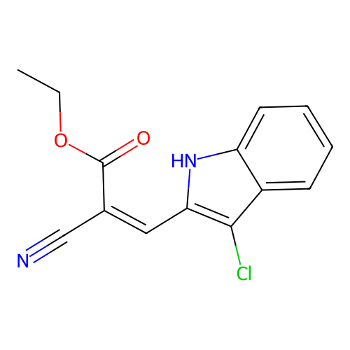 ethyl (2Z)-3-(3-chloro-1H-indol-2-yl)-2-cyanoprop-2-enoate structure