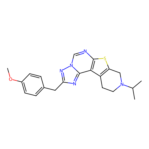 2-(4-methoxybenzyl)-9-(propan-2-yl)-8,9,10,11-tetrahydropyrido[4',3':4,5]thieno[3,2-e][1,2,4]triazolo[1,5-c]pyrimidine structure