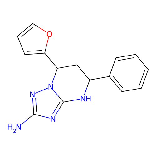 7-(furan-2-yl)-5-phenyl-1,5,6,7-tetrahydro-[1,2,4]triazolo[1,5-a]pyrimidin-2-amine structure