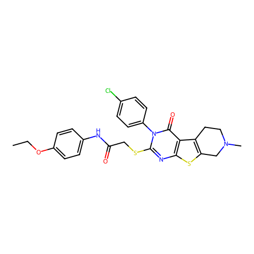 2-((3-(4-chlorophenyl)-7-methyl-4-oxo-3,4,5,6,7,8-hexahydropyrido[4',3':4,5]thieno[2,3-d]pyrimidin-2-yl)thio)-N-(4-ethoxyphenyl)acetamide structure