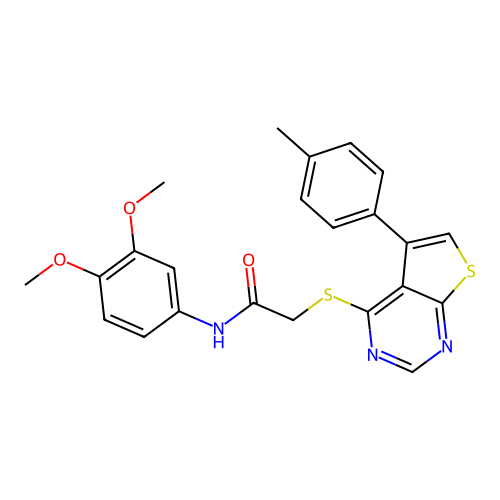 N-(3,4-dimethoxyphenyl)-2-{[5-(4-methylphenyl)thieno[2,3-d]pyrimidin-4-yl]sulfanyl}acetamide structure
