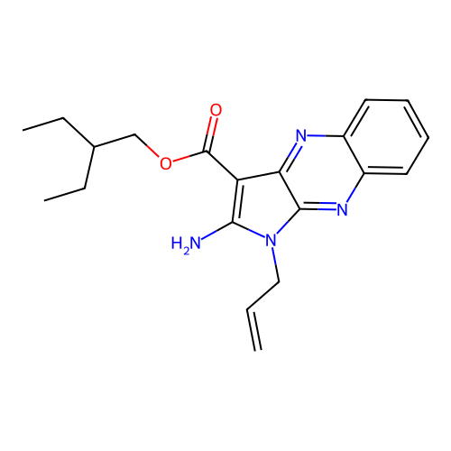 2-ethylbutyl 1-allyl-2-amino-1H-pyrrolo[2,3-b]quinoxaline-3-carboxylate structure