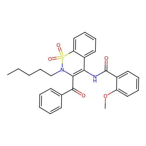 N-(3-benzoyl-1,1-dioxido-2-pentyl-2H-1,2-benzothiazin-4-yl)-2-methoxybenzamide structure