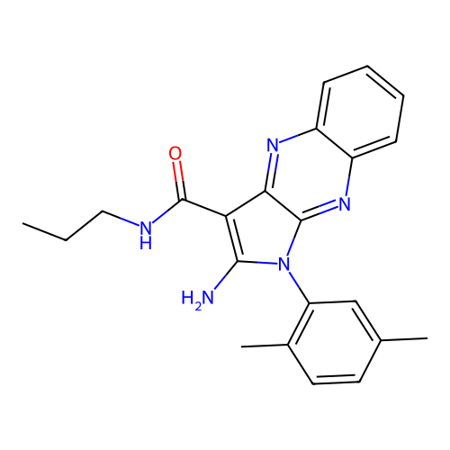2-amino-1-(2,5-dimethylphenyl)-N-propyl-1H-pyrrolo[2,3-b]quinoxaline-3-carboxamide structure