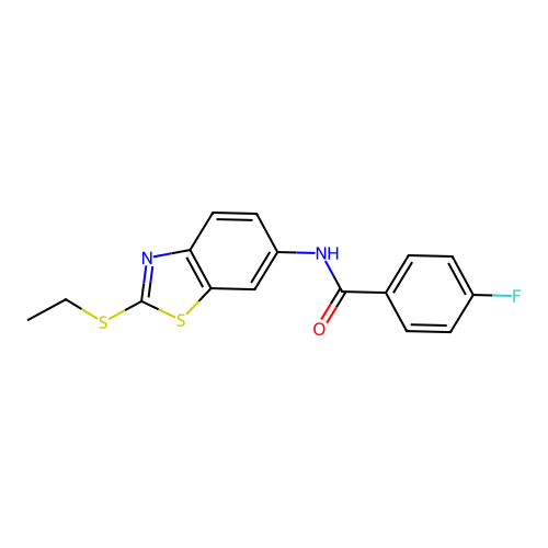 N-[2-(ethylsulfanyl)-1,3-benzothiazol-6-yl]-4-fluorobenzamide structure