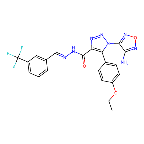 (E)-1-(4-amino-1,2,5-oxadiazol-3-yl)-5-(4-ethoxyphenyl)-N'-(3-(trifluoromethyl)benzylidene)-1H-1,2,3-triazole-4-carbohydrazide structure