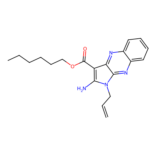 hexyl 2-amino-1-(prop-2-en-1-yl)-1H-pyrrolo[2,3-b]quinoxaline-3-carboxylate structure