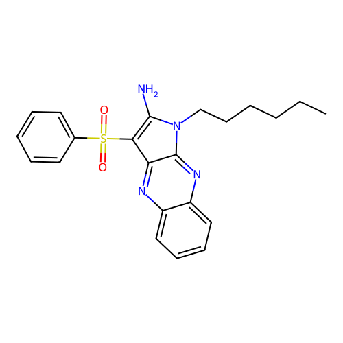 1-hexyl-3-(phenylsulfonyl)-1H-pyrrolo[2,3-b]quinoxalin-2-amine structure