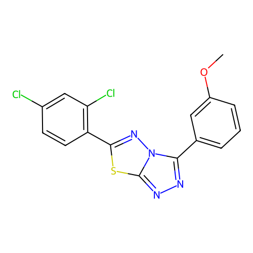 6-(2,4-dichlorophenyl)-3-(3-methoxyphenyl)-[1,2,4]triazolo[3,4-b][1,3,4]thiadiazole structure