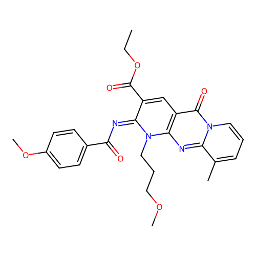 (Z)-ethyl 2-((4-methoxybenzoyl)imino)-1-(3-methoxypropyl)-10-methyl-5-oxo-2,5-dihydro-1H-dipyrido[1,2-a:2',3'-d]pyrimidine-3-carboxylate structure