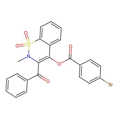 3-benzoyl-2-methyl-1,1-dioxido-2H-1,2-benzothiazin-4-yl 4-bromobenzoate structure