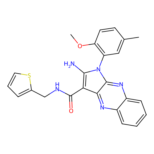 2-amino-1-(2-methoxy-5-methylphenyl)-N-(2-thienylmethyl)-1H-pyrrolo[2,3-b]quinoxaline-3-carboxamide structure
